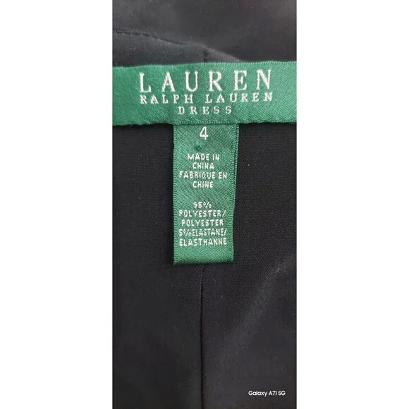 ! Ralph Lauren Dress Ruched FAUX wrap Green Label Black Dress Women’s 4 - Picture 4 of 6
